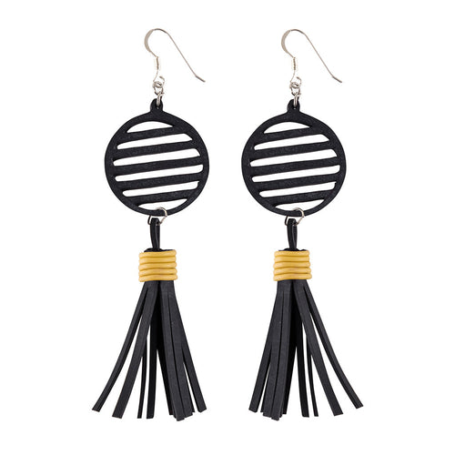 Lunar Recycled Rubber Tassel Earrings product view