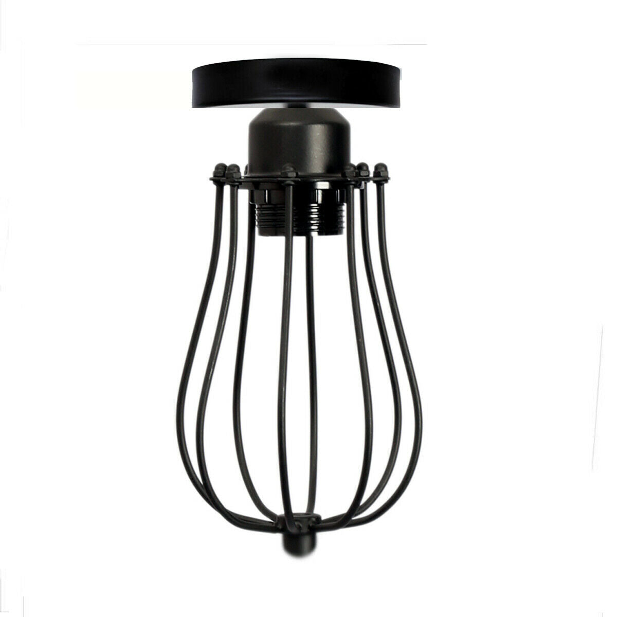 Vintage Hallway Ceiling Light, Black Semi-Flush Mount Basket Cage