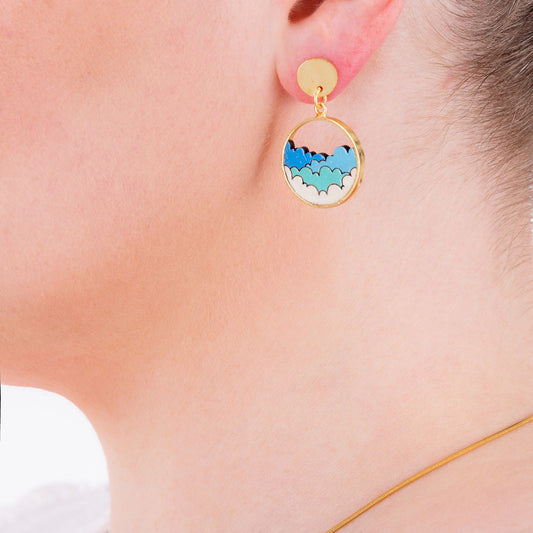 Fluffy Clouds Recycled Wood Earrings