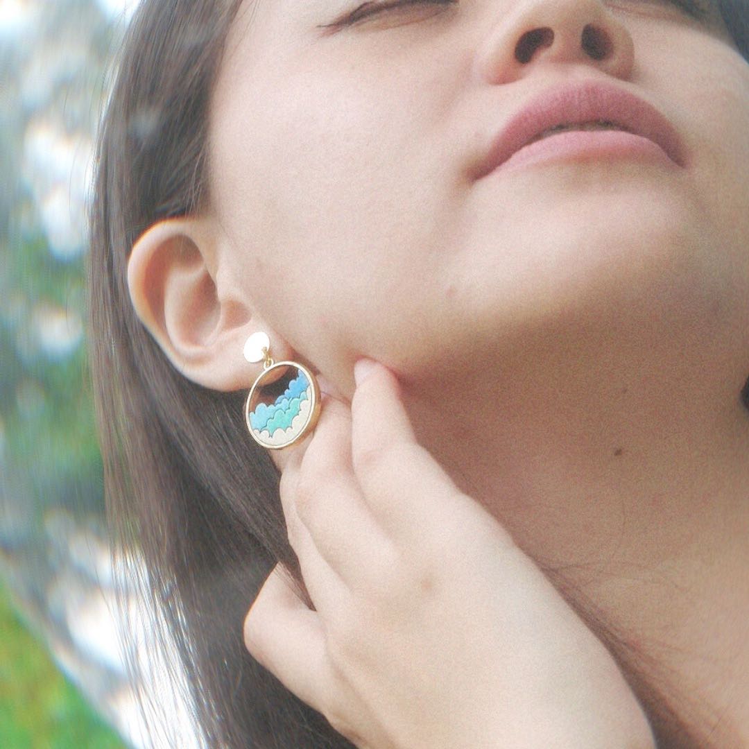 Fluffy Clouds Recycled Wood Earrings
