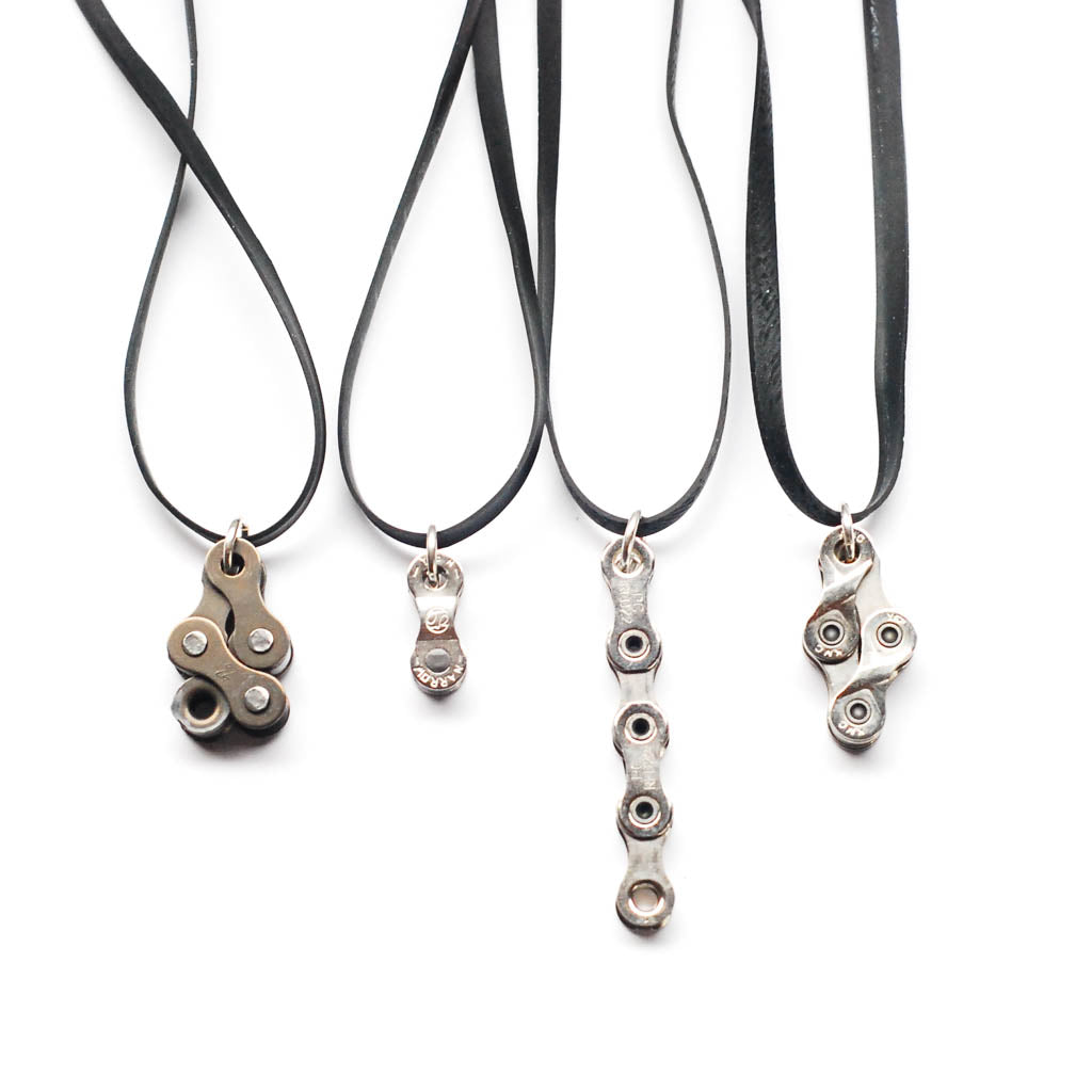 Diamond Recycled Bike Chain Necklace product view