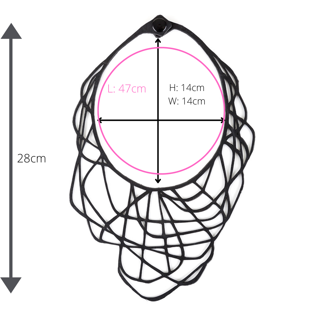 Orion recycled rubber statement necklace dimensions