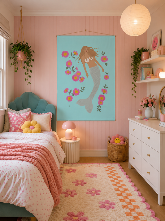 Senara - Mermaid - Fabric Wall Hanging - Sea Mist