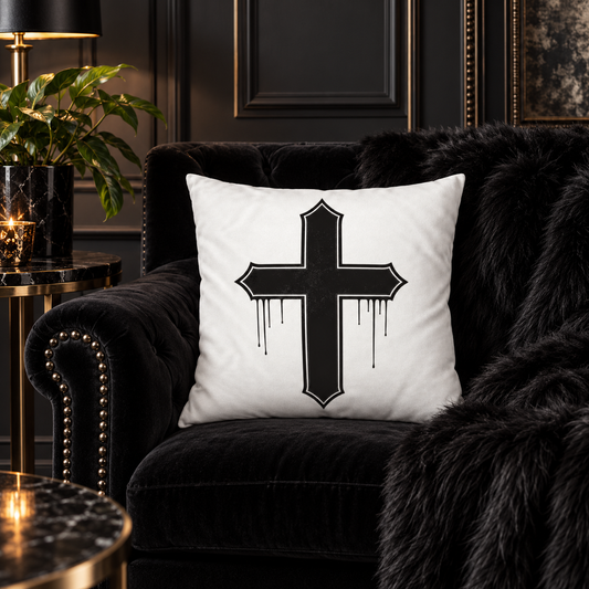 Rebel Riot - Gothica Cross Cushion - Ghost