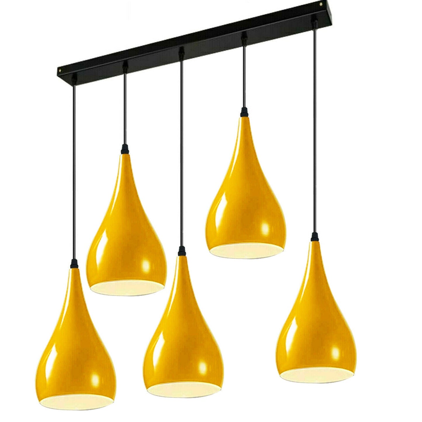 Yellow 5 Outlet Ceiling Light Fixtures Black Hanging Pendant