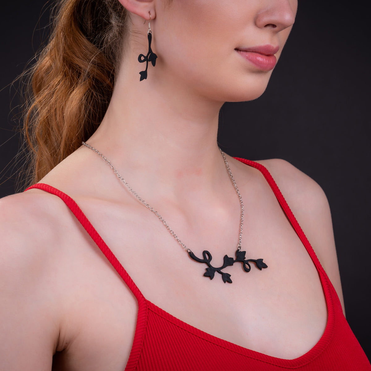 Evelyn Climbing Flower Recycled Rubber Earrings product view