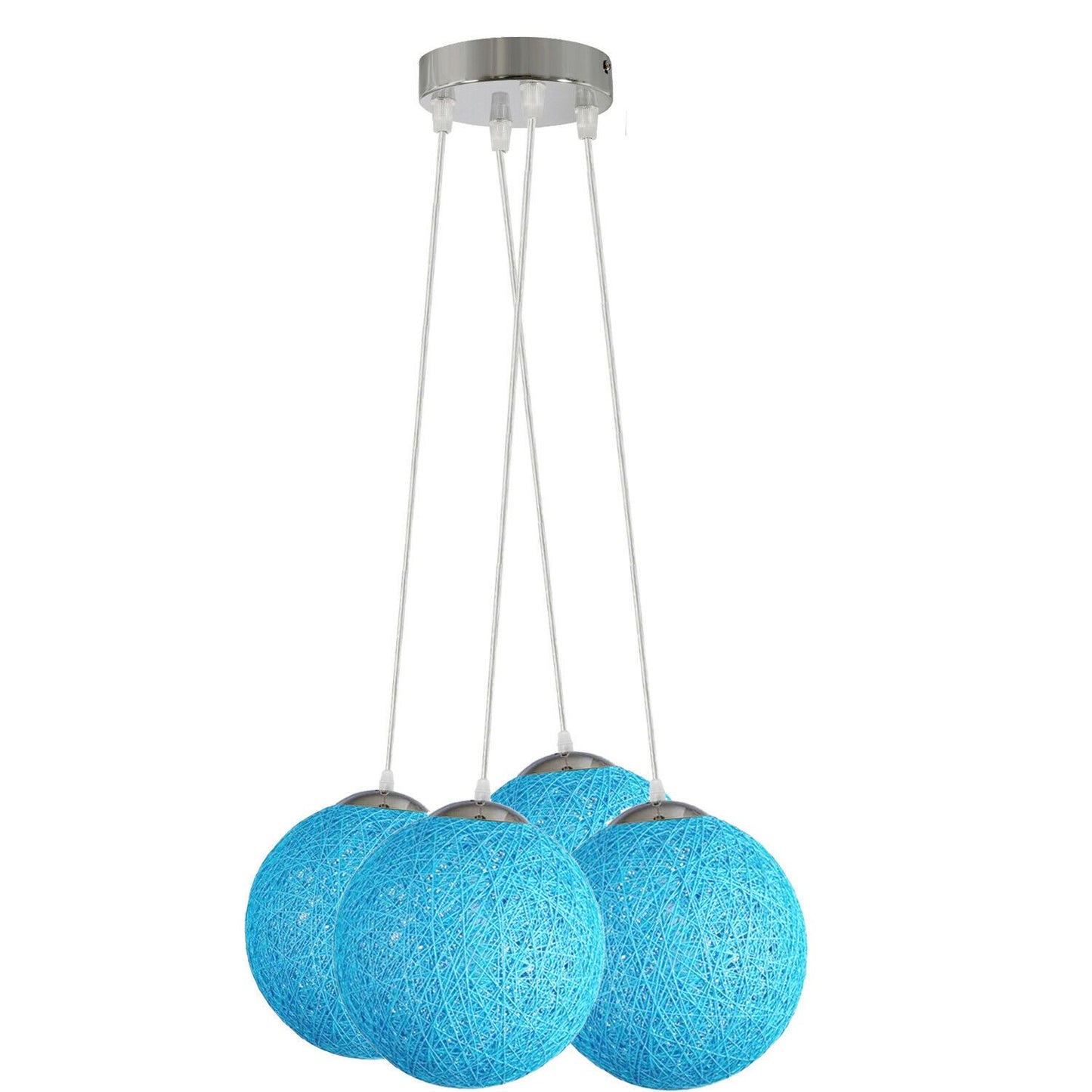 Blue Rattan Wicker Woven Pendant Lampshade Four Outlet