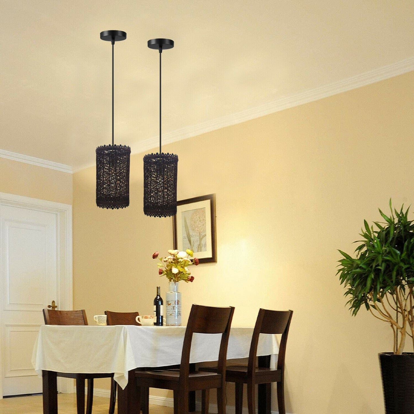 Rattan Pendant Shade Fits Existing Standard Pendant