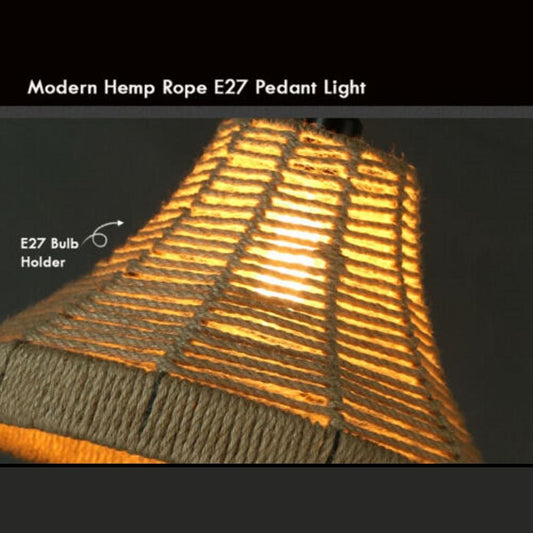 Hemp Metal Ceiling Lamp E27 Loft Retro Style