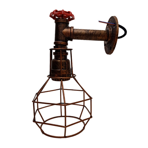 Modern Industrial Retro Vintage Style Pipe Cage Wall Light