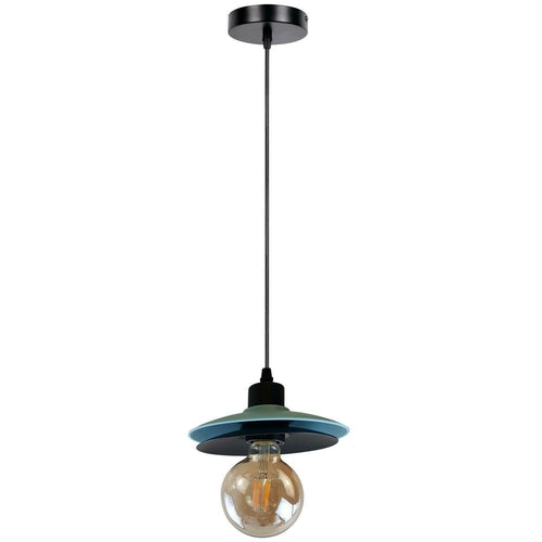 Double Shade Black And Blue Ceiling Hanging Pendant Light