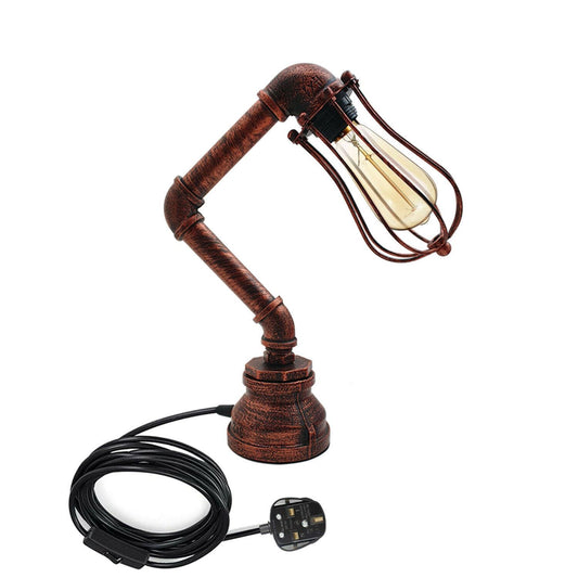 Silas Industrial Iron Table Lamp with Cage