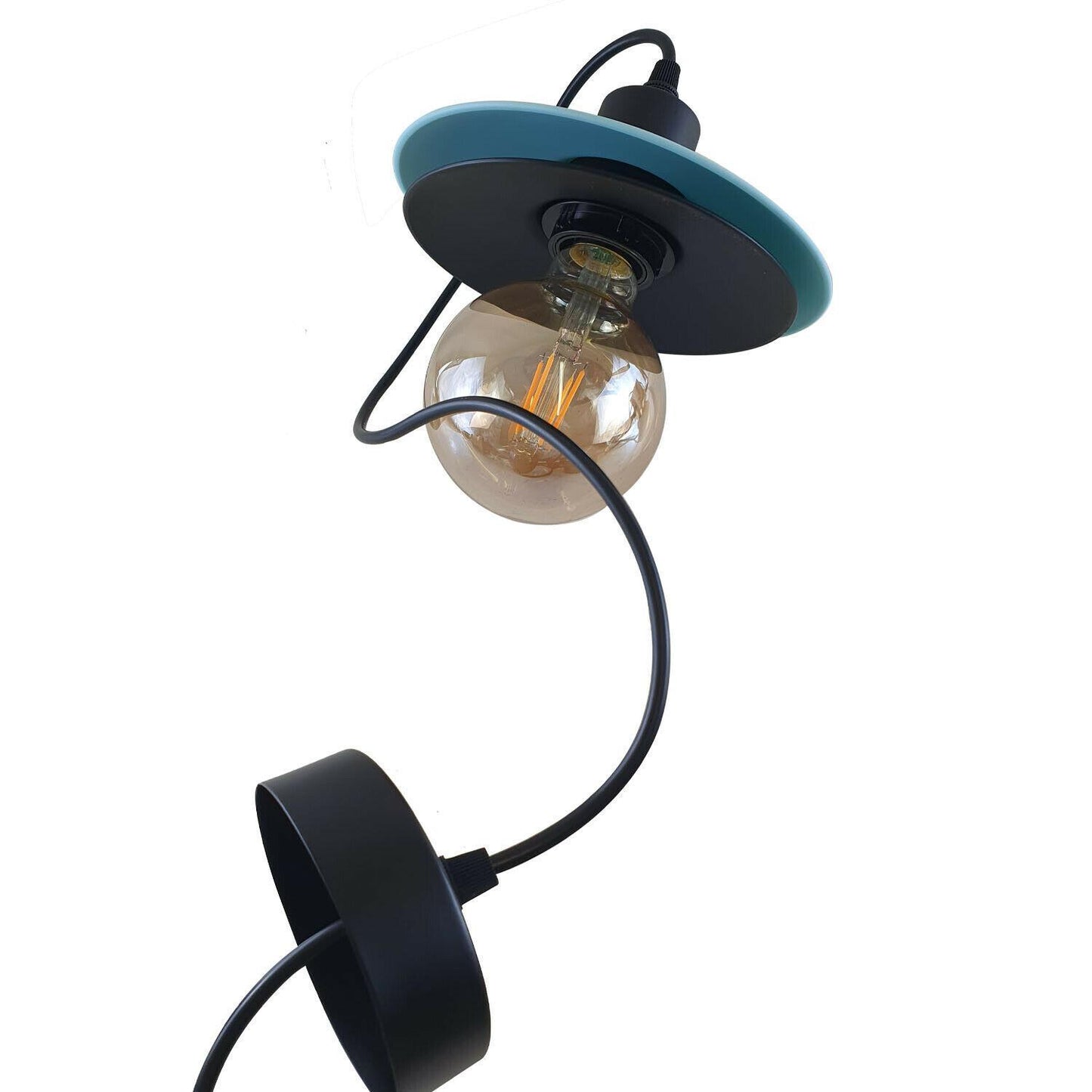 Double Shade Black And Blue Ceiling Hanging Pendant Light