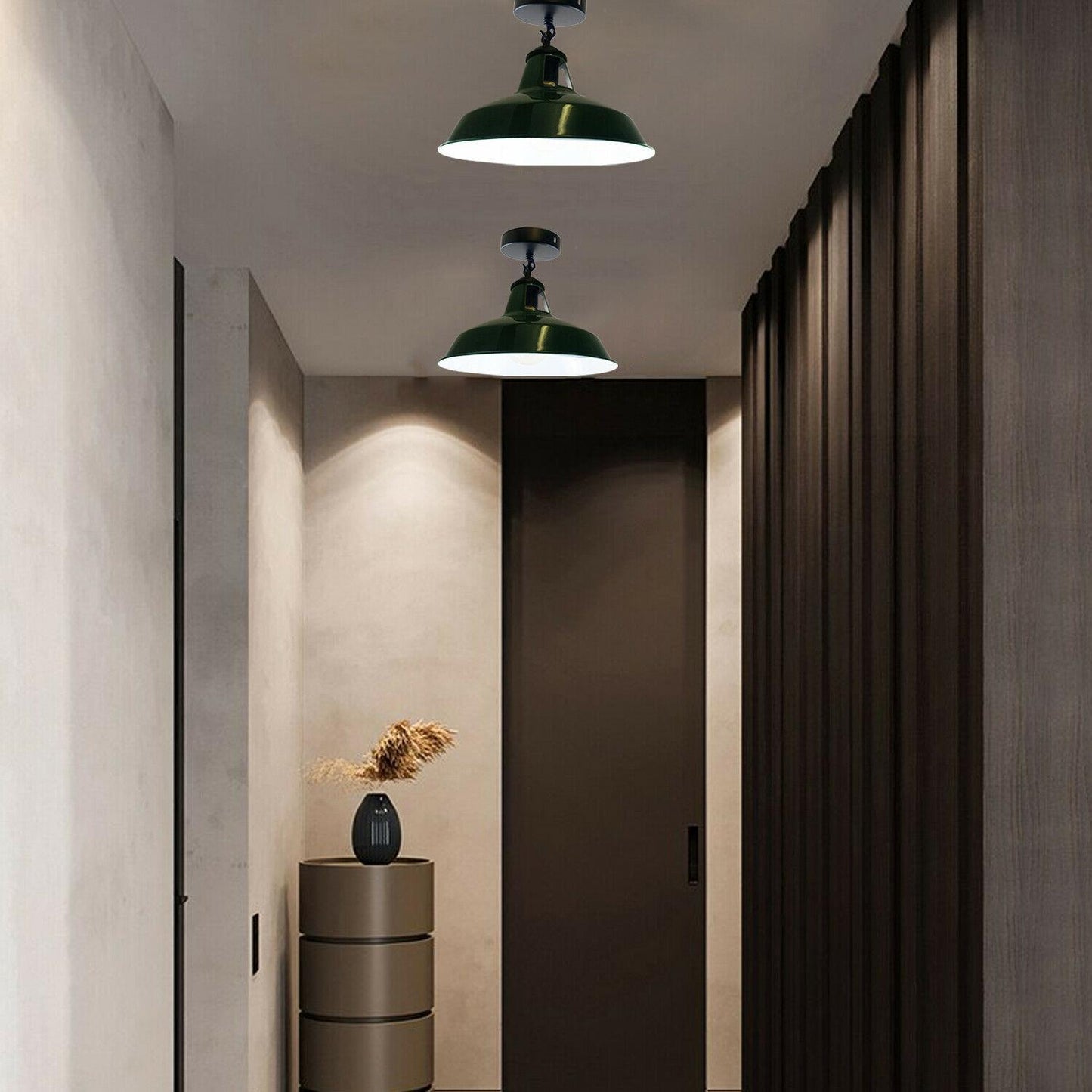 Industrial Black Metal Ceiling Plate Light Holder & Retro Colour Pendant