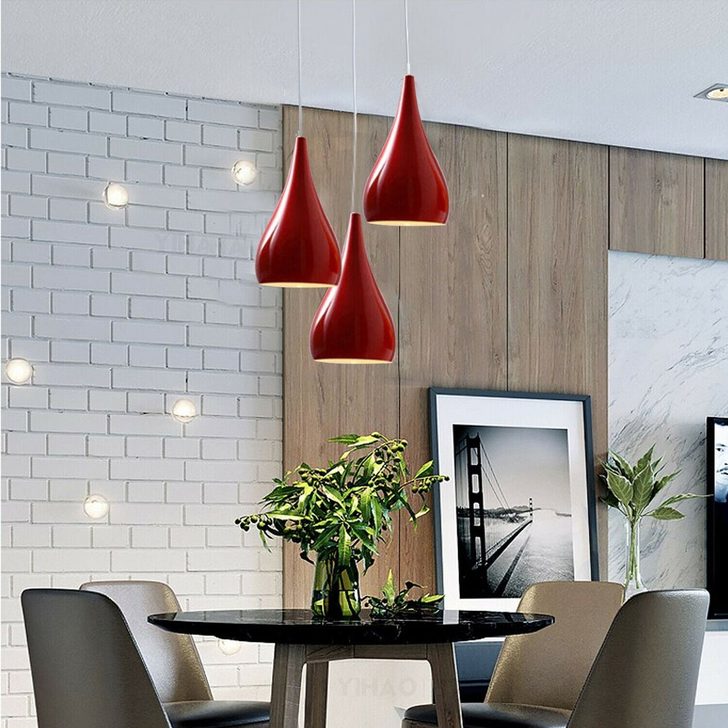 3 Head Cluster Pendant Light Hanging Ceiling Light Lamp Teardrop