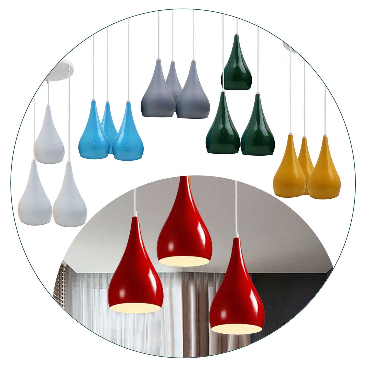 3 Head Cluster Pendant Light Hanging Ceiling Light Lamp Teardrop