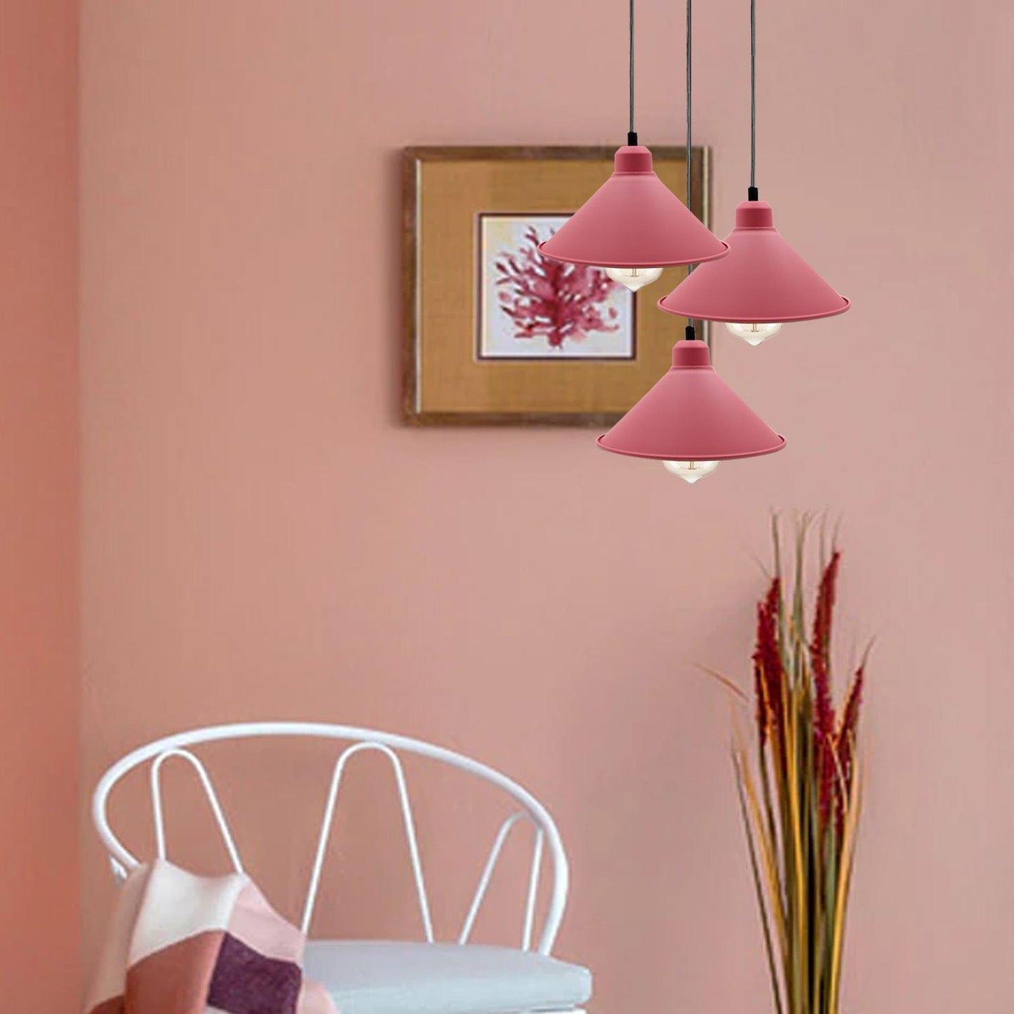 Pink Retro Industrial Hanging Ceiling Cone Shade