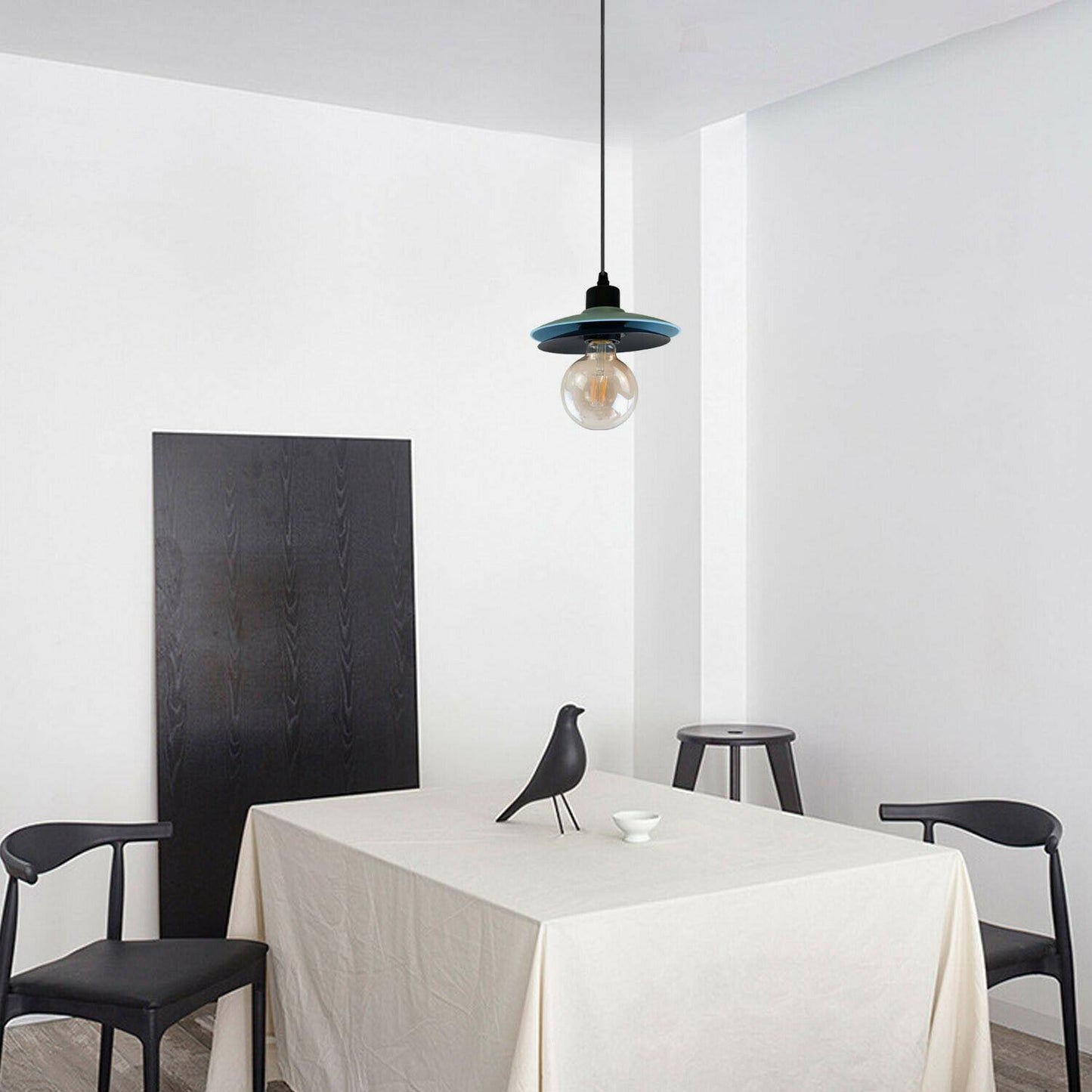 Double Shade Black And Blue Ceiling Hanging Pendant Light