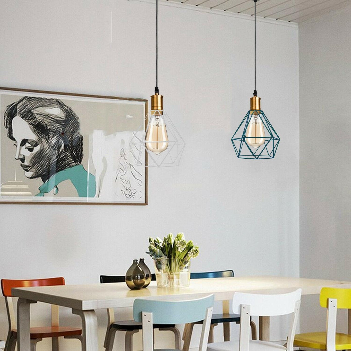 Zadie Modern Diamond Cage Pendant Light