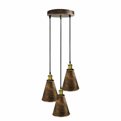 Retro Industrial 3- Head Vintage Round Base Pendant Ceiling