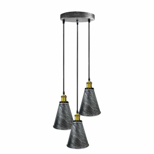 Retro Industrial 3- Head Vintage Round Base Pendant Ceiling