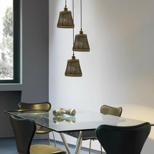 Harlan Triple Rattan Basket Pendant Light