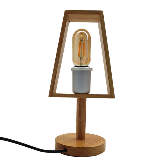 Industrial Modern Wooden Table Lamp Plug in Whimsy