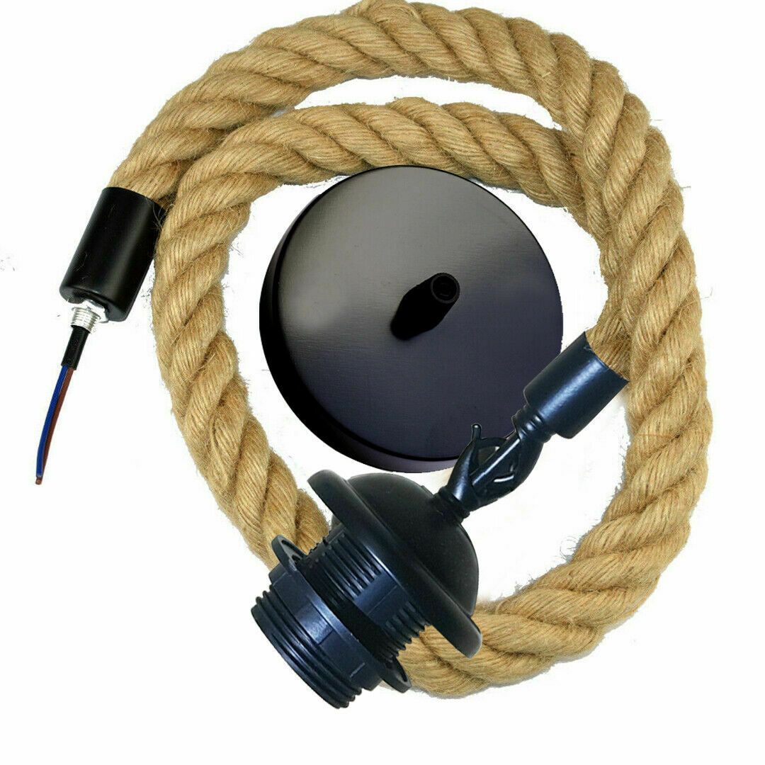 Hemp Rope Pendant with 20cm Glass Globe