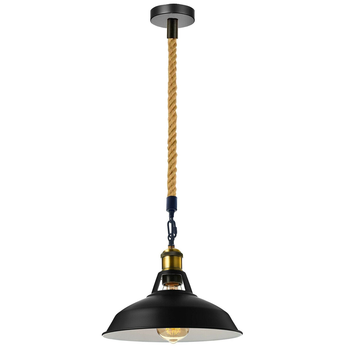 Slotted Shape Metal Ceiling Pendant Hemp Light Modern Retro