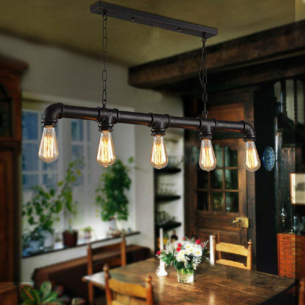 Gable Industrial 5 Bulb Water Pipe Pendant Light
