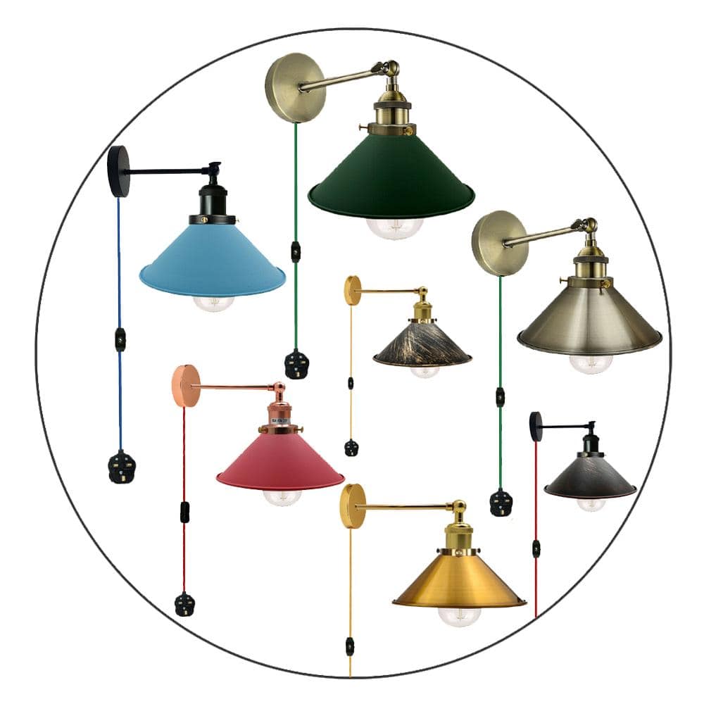 Modern Vintage Plug In Wall Lights E27 Indoor Metal Wall