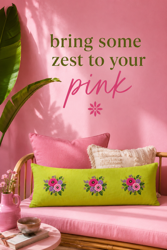 Posy Riot - Rose Eleanor- Bolster Cushion - Apple