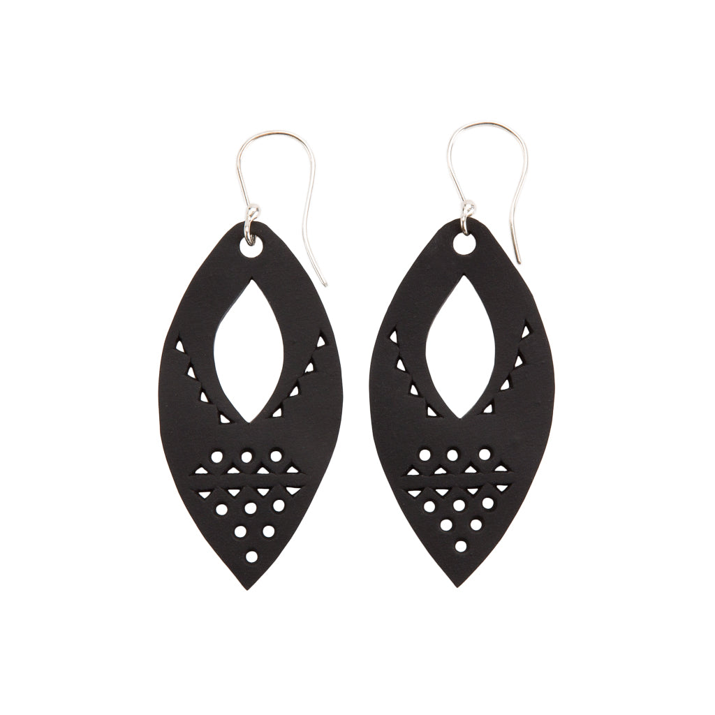 Unique Nouveau Recycled Rubber Earrings