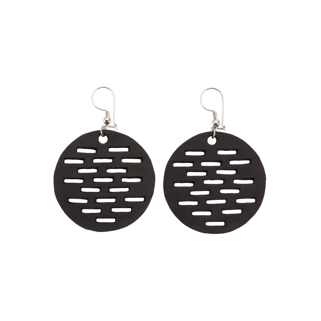 Cipher Circular Recycled Rubber Earrings