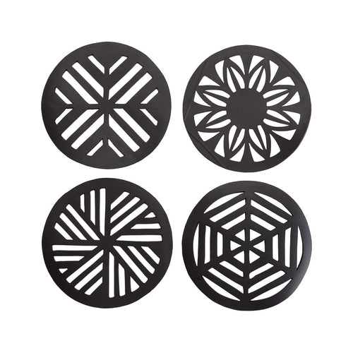 Geometric Handcrafted Recycled Rubber Coasters - Set of 2 or 4