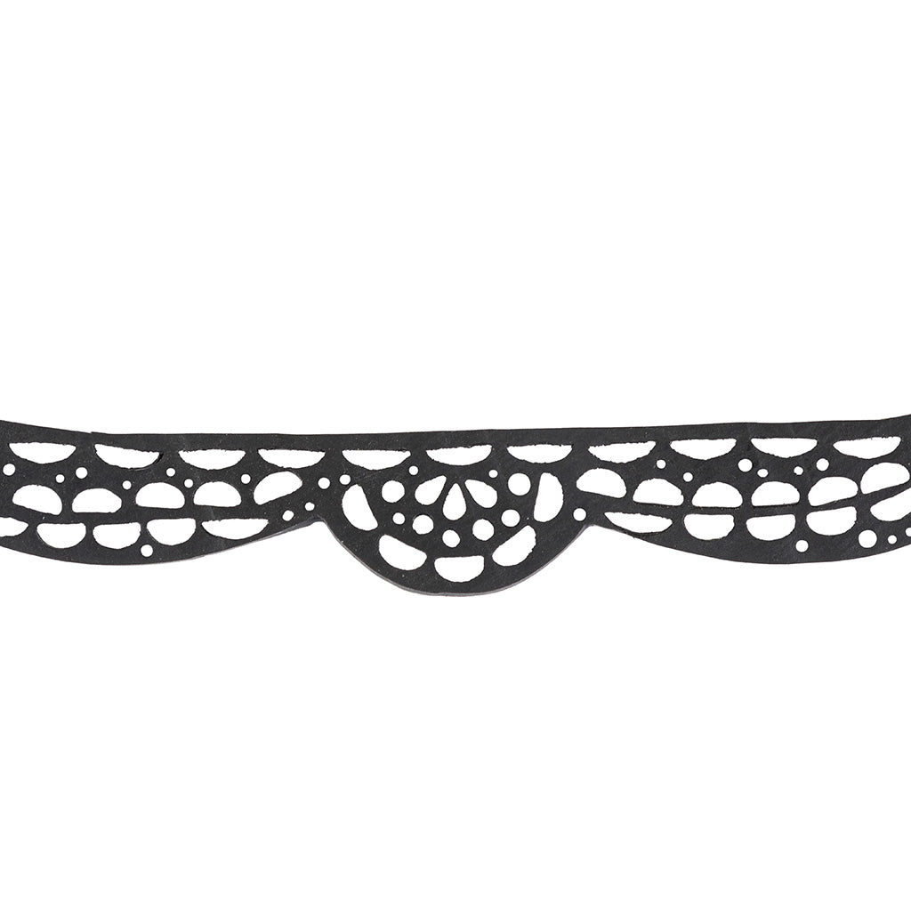 Lace cutwork recycled rubber choker close up