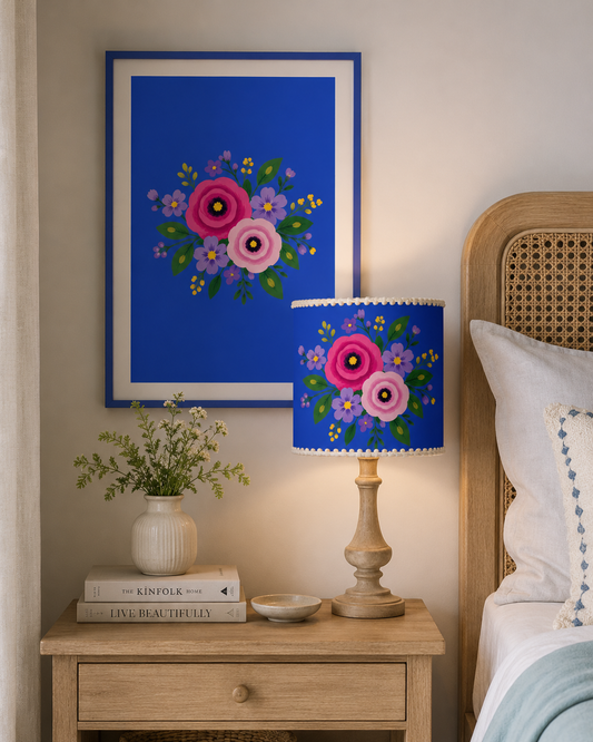 Posy Riot A3 Art Print - Rose Eleanor - Indigo Pop