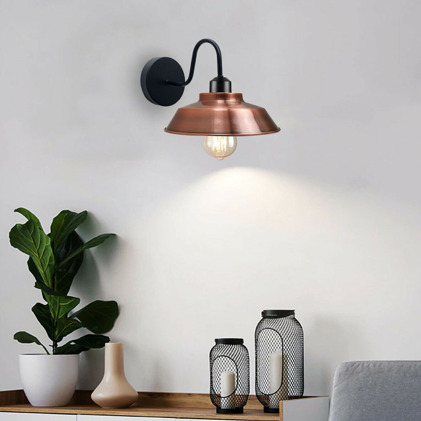 Retro Industrial Wall Lights Indoor E27 Indoor Sconce Metal Bowl Shape