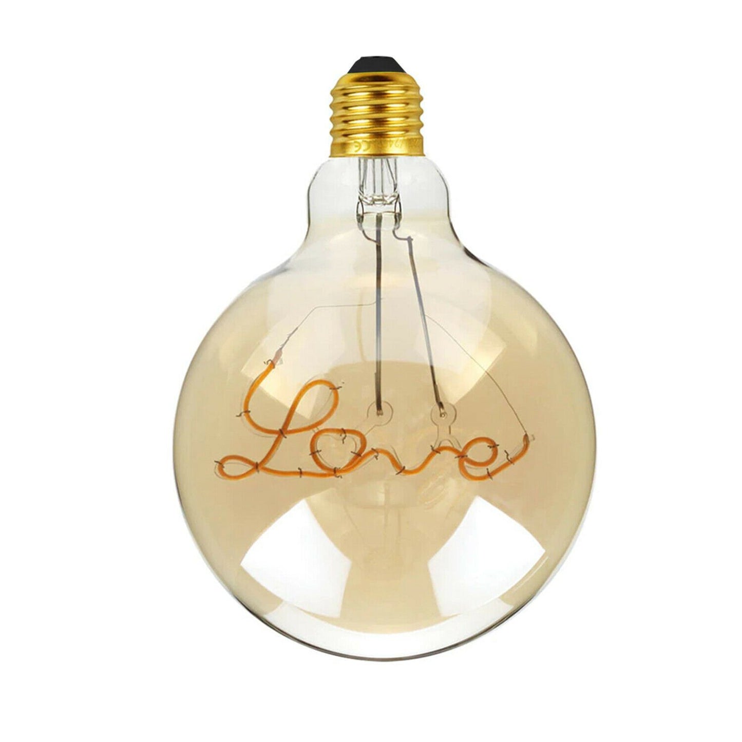 E27 LED Light Bulb with Love Filament Glass Globe Warm White