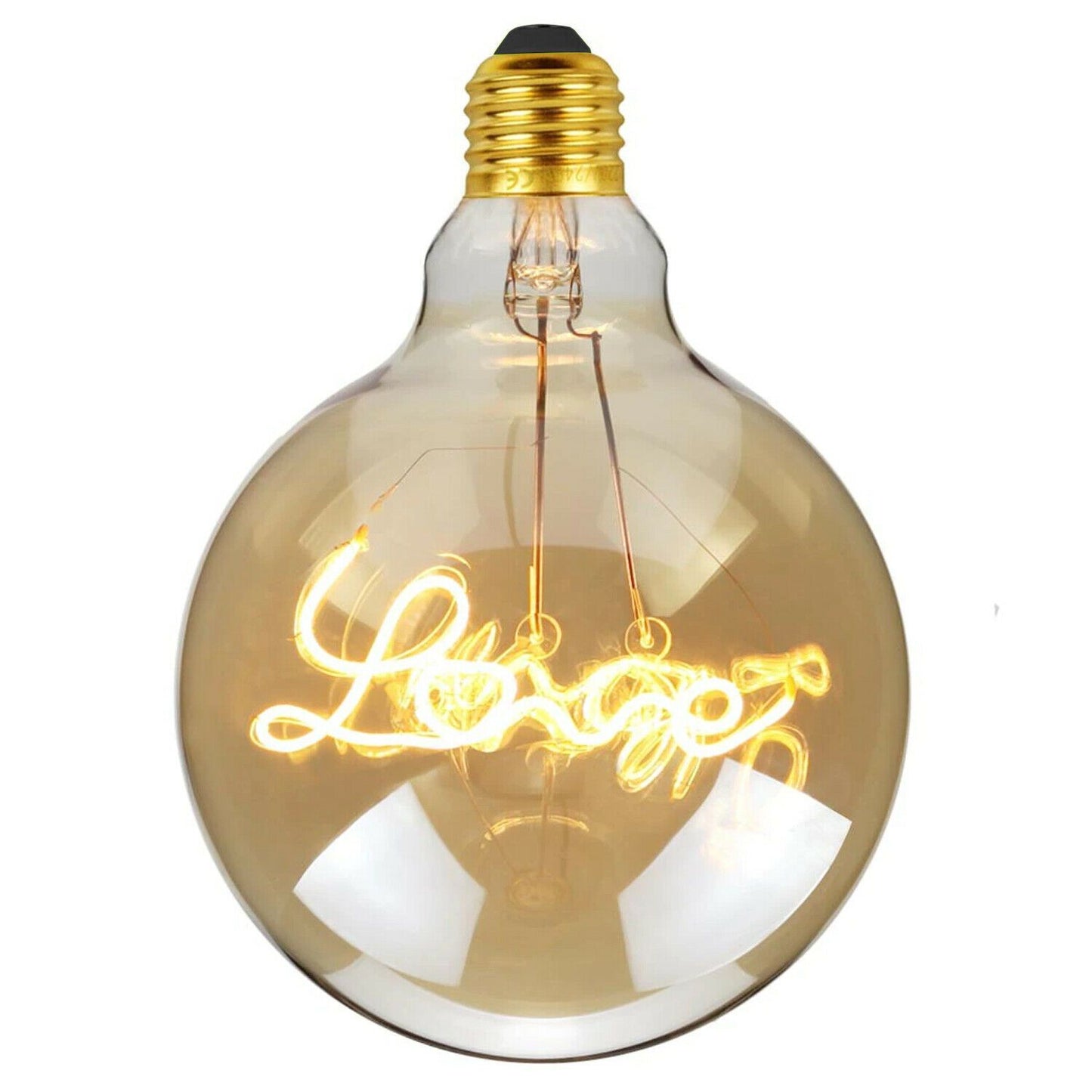 E27 LED Light Bulb with Love Filament Glass Globe Warm White