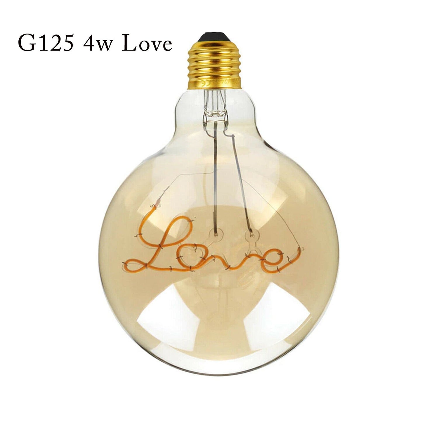 E27 LED Light Bulb with Love Filament Glass Globe Warm White