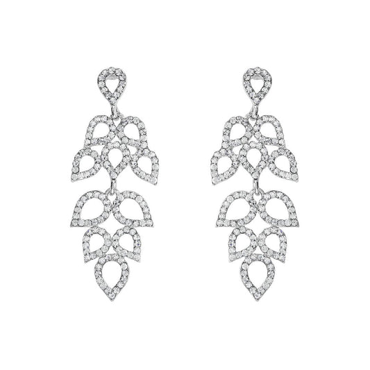 loveRocks Filigree Crystal Leaves Chandelier Earring