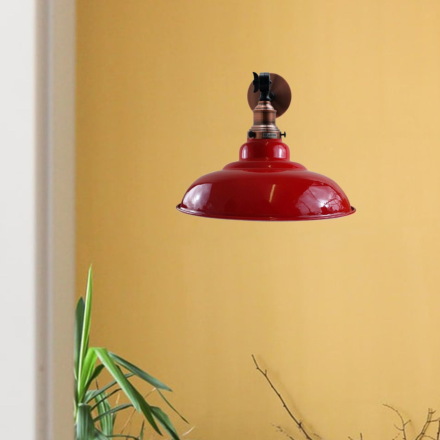 Red Shade With Adjustable Curvy Swing Arm Wall Light Fixture Loft