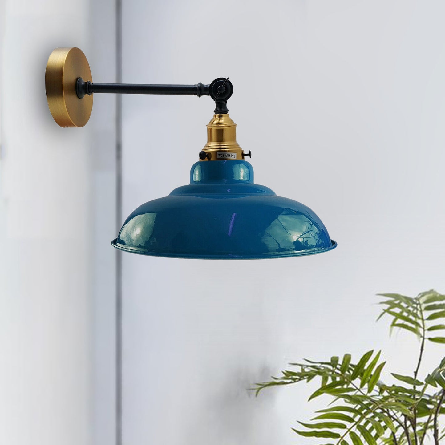 Dark Blue Shade With Adjustable Curvy Swing Arm Wall Light Fixture