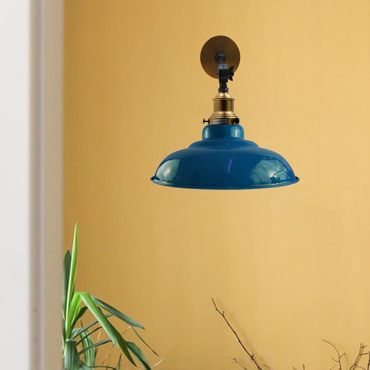 Dark Blue Shade With Adjustable Curvy Swing Arm Wall Light Fixture