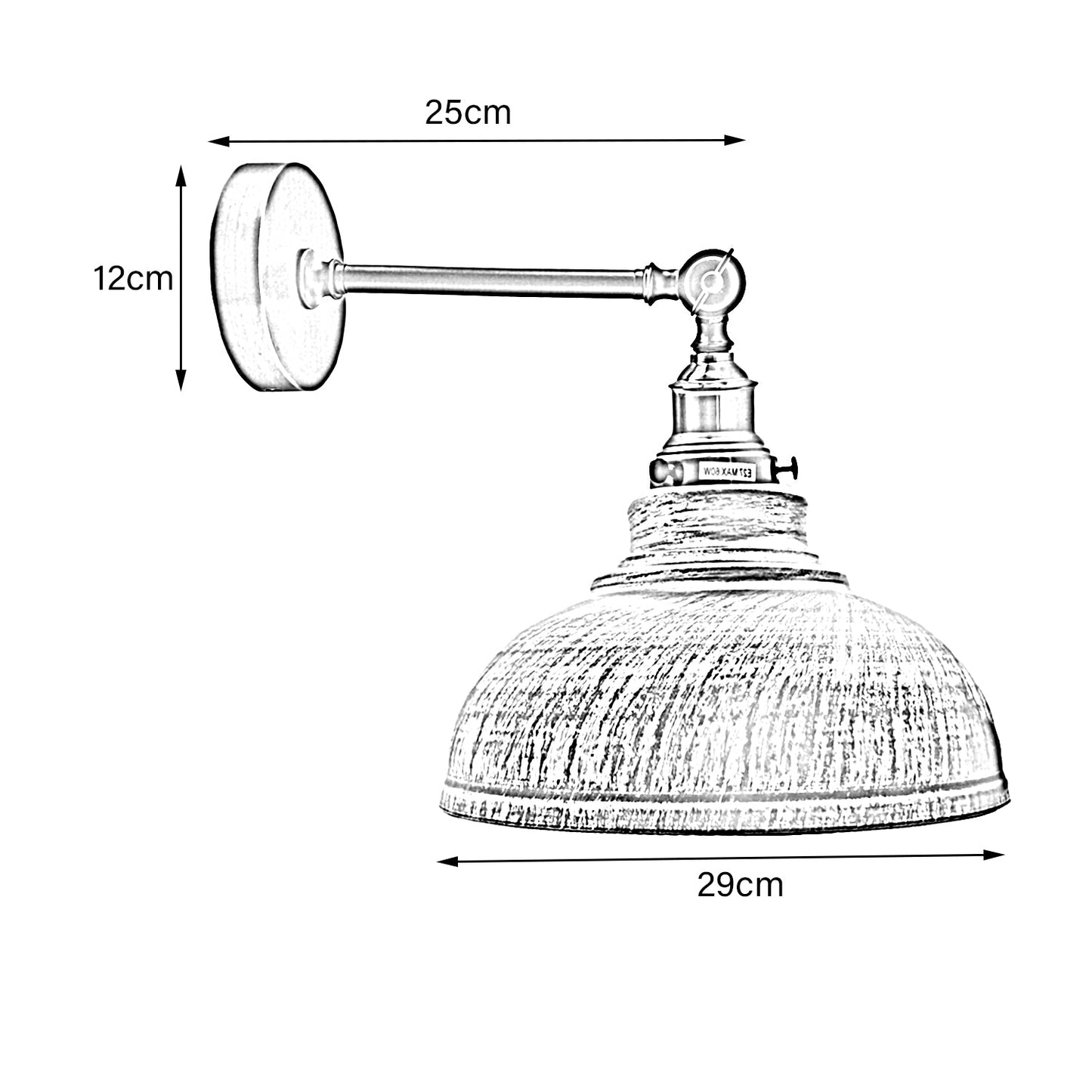 Metal Curvy Brushed Industrial Wall Mounted Wall Lamp Light