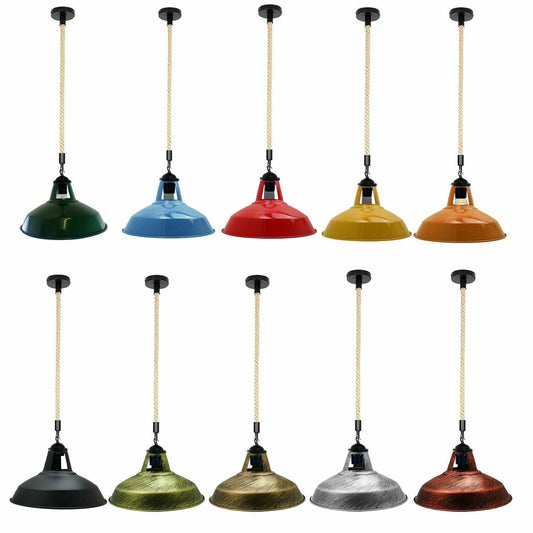 E27 Industrial Hemp Rope Cable Barn Slotted Pendant Light