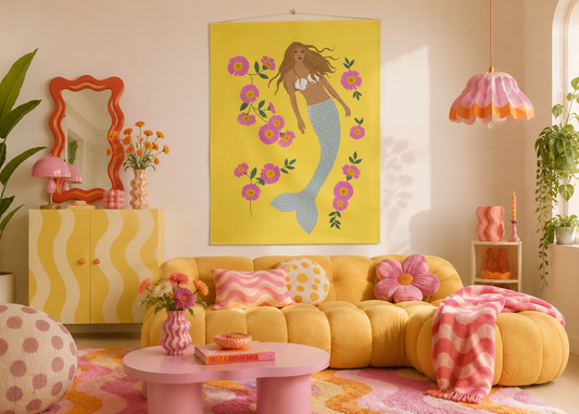 Senara - Large Fabric Mermaid Wall Hanging - Sunkiss