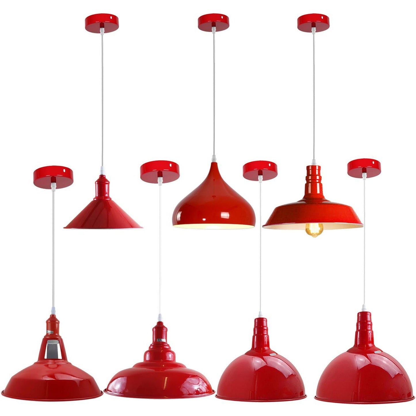 Red Retro Bedroom and Kitchen Pendant Light Shades