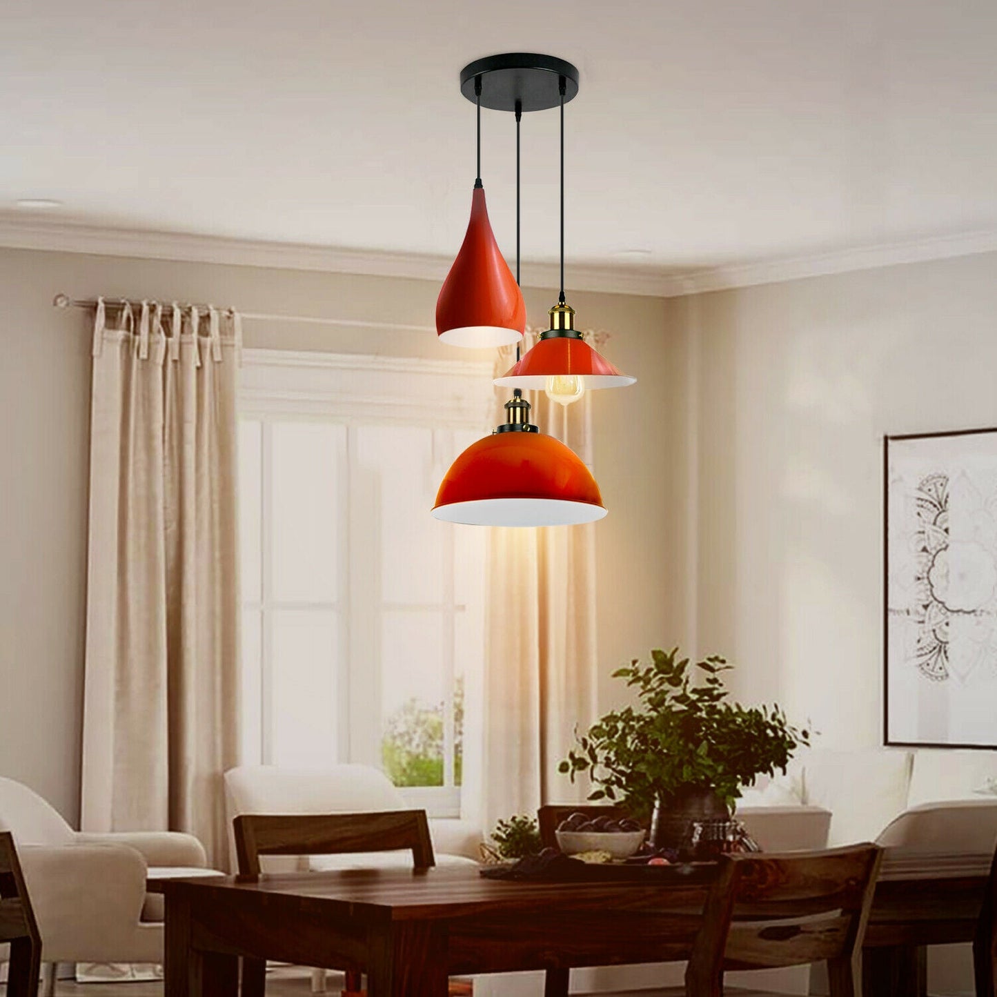 Autumn Glow up 3 Head Pendant Metal Hanging Ceiling Light